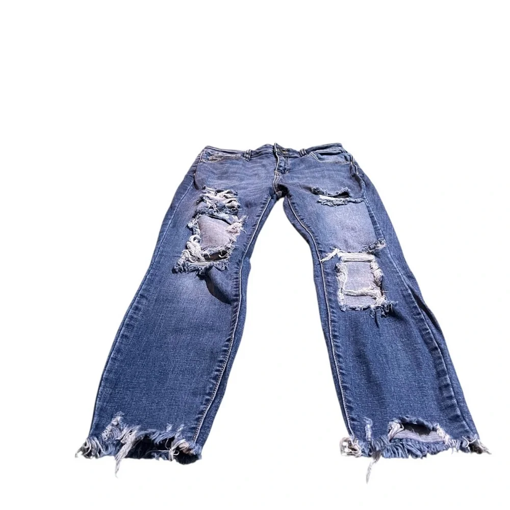 Cello Distressed Destroyed Ankle Jeans Stretch Size 11 - Picture 3 of 7